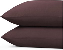 100%  Katoen - Kussenslopen - Set van 2 - 60x70 cm - Donker Bruin