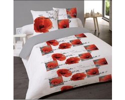100% Katoenen 1-Persoonsdekbedovertrek Coquelicot 140x200 met 1 kussensloop 65x65