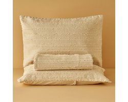 100% katoenen Bohemian tweepersoonsbedspreiset met kussenhoes crème (240x260 cm)