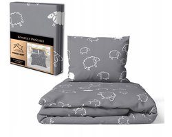 100% Katoenen Dekbedovertrek Set 140x200cm - Grijze Lammetjes