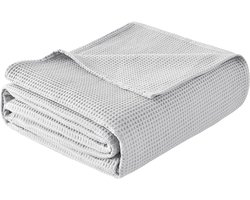 100% katoenen sprei - licht wafelstof kleed voor bed of bank in woonkamer-Grijs 170 x 210 cm