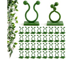 100 klimplantclips, klimplantbevestigingen, zelfklevende plantclips zonder boren, klimplantsteunen, geschikt voor binnen- en buitengebruik, tuinaccessoires - Groen