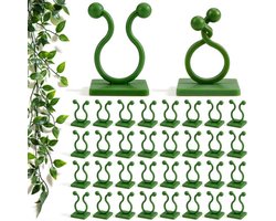 100 klimplantclips, klimplantbevestigingen, zelfklevende plantclips zonder boren, klimplantsteunen, geschikt voor binnen- en buitengebruik, tuinaccessoires - Groen