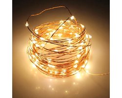 100 LED lichtsnoer koperdraad warm wit