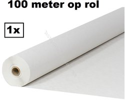100 meter Tafelrol papier wit Damast.