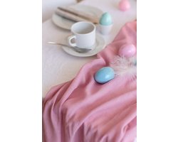 100% moezelmousseline decoratieve stof, 48 cm x 5 m, 66 g/m², zeer dunne tafelloper, zachte, kleurrijke tafeldecoratie voor verjaardagen, bruiloften, speciale gelegenheden, in roze