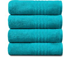 100% Natuurlijk Katoen Dikke Absorberende 450 GSM Handdoeken Pack van 4 (50x80 cm) - Teal