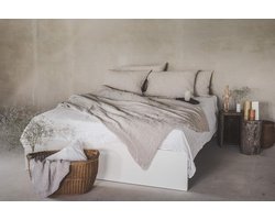 100% Natuurlijk Linnen Beddengoed Set met Hotelsluiting - 200 x 200 cm en 2 Kussenslopen 40 x 80 cm