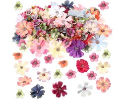 100 Pcs Mini Kunstbloemen voor Ambachten - Kunststof Kleine Stof Zijde - Margrieten, Pioenrozen, Decoraties, Guirlandes, DIY Krans Accessoires voor Bruiloft