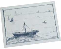 100 Placemats, papier 30 cm x 40 cm wit Roeiboot