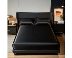 100% Polyester Satijnen Bedlinnen Set | Luxe 3-delige Set met Fitted Sheet en Kussenslopen | Glanzend en Comfortabel Beddengoed voor Queen Size Bed | Elastische Band voor Perfecte Pasvorm