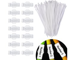 100 Stukken Transparante Kabel Labels - 30 x 10mm Transparante Kabel Labels - Doos Kabel Labels - Met 100 Kabelbinders - Voor Markeren en Sorteren van Diverse Kabels - Kan 30 x 9mm Papier
