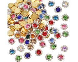 100 stuks 12 mm naai-steentjes - bruiloft pailletten glazen metalen basis - ambachten juwelen - DIY kleding oorbellen