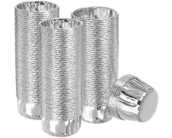 100 Stuks - Aluminiumfolie Taart Bakjes - Folie Cups - Ronde Taart Molds Voor Bakken - Mini Taart Pannen - Cake Vorm - Taartvorm - Aluminium Bak Schaal - Gebak Gereedschap - Zilver