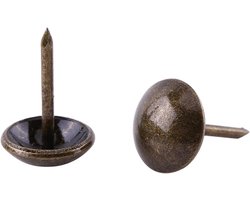 100 Stuks Antieke Meubelstuds voor Bekleding - Decoratieve Spijkers voor Sofa en Schoenhouder, Metaal in Brons (11 x 17 mm)