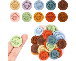 100 stuks handgemaakte labels -2.5cm Decoratieve labels - Handgemaakte leren labels om te naaien Microvezel leren labels - Kledingaccessoires - Leren labels om te naaien DIY hoeden kleding - Willekeurige kleur