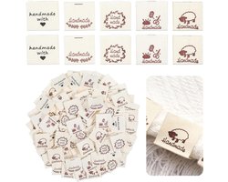 100 Stuks Handgemaakte Stoffen Labels - Kledinglabels voor Zelf Maken - Sjaals Hoeden - Naaien - DIY Decoratie