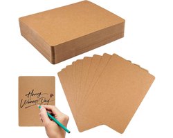 100 Stuks Lege Kraft Papier Kaarten - 11x15cm Blank Papier Kaarten - A6 Postcards voor Bedankkaarten - Knutselprojecten en Cadeau Tags