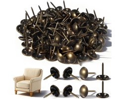 100 Stuks Meubelspijkers voor Bekleding, Vintage Messing Spijkers 7/16 Inch Decoratieve Duimspijkers voor Bank, Stoel en Bed