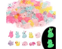 100 stuks Mini Hars Dieren, Kleine Dieren om te Verstoppen Luminieus in het Donker Miniatuur Dieren Figuren Tuinaccessoires Micro Landschap voor Mos Patio Huisdecoratie Ambachten