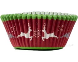 100 Stuks Muffin Cupcake Bakvormen kerstkoek –  Papieren Bak Vormpjes – Groen  / Rood / Wit