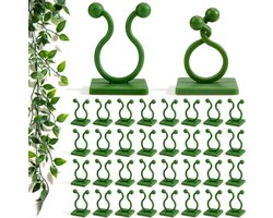 100 Stuks - Plantenclips - Opbindclips - Plant Steun - Kunststof - Groen - 2.2*1.8*3.5cm - Klimplant Begeleider - Bevestigingsclips voor tuinplanten - Planten opbinden - Planten klips - Herbruikbaar - Zelfklevend - Multi Toepasbaar - Voor klimplanten