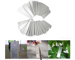 100 Stuks - Plantenlabels - Bloemetiketten - Blanco etiket - Tuinieren Tags - Metalen label - 8,2*2,5 cm - Zilver - Aluminium - Multifunctioneel label - Boomlabels - Etiketten voor potplanten in de tuin - Draagbaar label