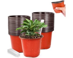 100 Stuks Plastic Kweekpotten voor Planten - 4 Inch Kweekpotten met Labels, Luchtdoorlatende Zaailingspotten voor Binnen & Buiten, Tuinbenodigdheden