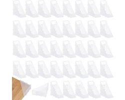 100 stuks witte glazen hoekbeschermers, kunststof driehoekige hoekbeschermers voor tafels, meubels en spiegels, 65 × 20 mm