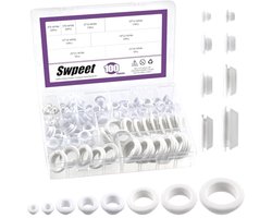100 Stuks Witte Rubberen Dichtingsringen Assortiment met 8 Maten - Voor Boot en Bedrading