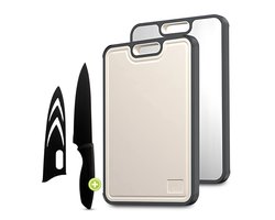 100% Titanium Snijplank met Rasp Incl. Koksmes - Cutting Board - Snijplankenset - 38.5 x 26.5 cm