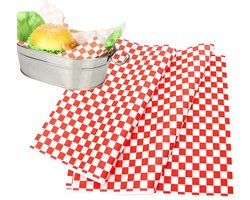 100 Vel Geruit Voedsel Inpakpapier - 12x12 inch - Sandwich Papier - Wax Papier - Serveermand Liners - Deli Papier - Geschikt voor Restaurants, Barbecues en Picknicks