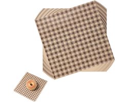 100 vellen - 22 cm x 22 cm - oliebestendig - vetvrij papier - olieabsorberend papier - bakpapier - inpakpapier voor gekookt voedsel - geruit inpakpapier - mandvoeringen - brood- en bordpapier - voor barbecues, feesten, hamburgers en brood