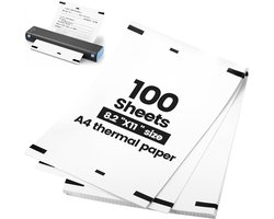100 vellen - A4 thermisch papier - Sneldrogend thermisch papier - Geschikt voor de meeste A4 thermische printers - Kan worden gebruikt voor het afdrukken van documenten, webpagina's en foto's - Wit