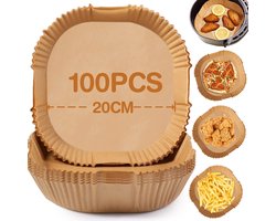 100 vellen bakplaten voor de Airfryer - antiaanbak bakplaten - BPA-vrij - geschikt voor 3-6L Airfryers - ovens - pannen - magnetrons (vierkant) - 20 cm