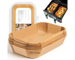 100 vellen - Heteluchtfriteuse papier - Bakpapier - Vetvrij papier - Geschikt voor stomen, bakken, frituren - Bruin - 22*14*4,5cm
