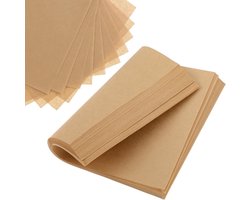 100 vellen perkamentpapier, ongebleekte vellen perkamentpapier, 20 x 20 cm, anti-aanbaklaag, voorgesneden vellen bakpapier voor heteluchtfriteuse, bakpapier
