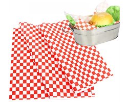 100 Vellen Rood & Wit Geruit Deli Papier - Verpakkingspapier voor Voedsel - Sandwich Wrap Papier - Vetbestendige Burger Bakjes Liner (12x12 inch)