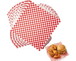100 Vellen Rood-Wit Geruit Voedsel Inpakpapier 12x12 inch - Ideaal voor Sandwiches, Barbecues en Picknicks als Deli Papier en Serveerschalen Liners