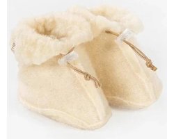 100% wollen baby slofjes - Beige - KiCo label - 6 tot 12 maanden