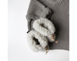 100% wollen baby slofjes - Grijs - KiCo label - 0 tot 6 maanden