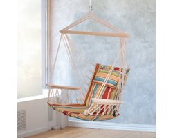 100 x 106 cm Opvouwbare Hangmat Stoel | Boho Hangstoel met 180 G/m² Stof | Inclusief Spreader Bar voor Stabiliteit | Makkelijk Schoon te Maken | voor Campervan, Strand & Tuin (Max. 120 kg)