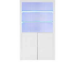 100 x 35 x 170 cm Bank-kast, hoogglans opbergkast, vitrinekasten met LED-verlichting, displaylaag van gehard glas, verticale hoge kast voor woonkamer