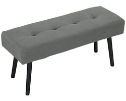 100 x 36 x 45 cm Grijze Zitbank met Corduroy Bekleding, Gestoffeerde Bank, Bedbank, Schoenenbank, Voetenbank, Halbank, Bank met Metalen Poten, Gewatteerde Zitbank voor Slaapkamer, Woonkamer, Hal en Entree