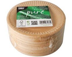 100 x kartonnen borden Nature Kraft karton 15cm/Wegwerp servies - Feest/verjaardag/BBQ/Picknick borden Milieuvriendelijk /Wegwerp bordjes karton