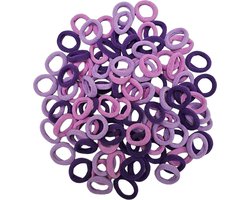 100 Zachte Paars Gekleurde Haarelastiekjes - Haarelastiekjes Soft - 5mm Dik - 23mm - Elastiek - Haar Accessoires - Kinderen - Peuter - Baby - Meisjes - Dames - Gift - Cadeau - 100 Stuks - Paars Mix