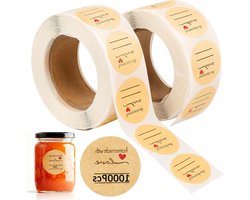 1000 Stuks Zelfklevende Kraft Labels voor Jam Potjes, Rond, Handgemaakt, Perfect voor Cadeaus en Decoratie