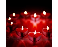 1000x Hartvormige Theelicht Kaarsen – Rood – Brandduur 1–1,5 Uur – Decoratieve Sfeerverlichting