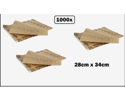 1000x Vetvrij papier vellen 28x34cm krant - Snack food festival thema feest hamburger wraps belegde broodjes
