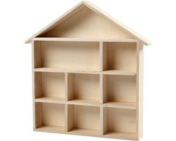 100263 Huisvormig rekken, afmeting 26x25,2 cm, H: 3,5 cm, Paulownia, 1st, hout